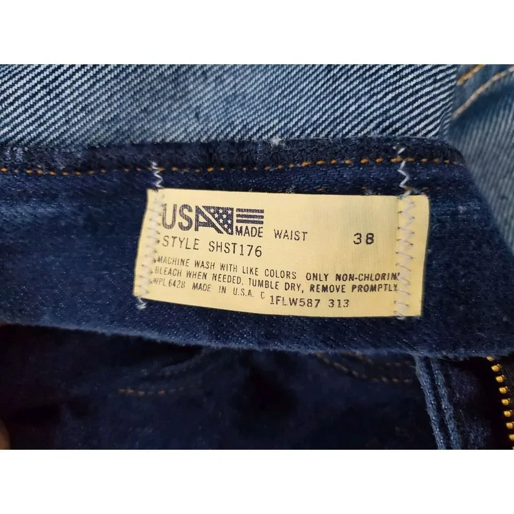 Vintage‎ Sheplers Mens Jeans 38x27 Blue USA Made Raw Denim Style SHST176